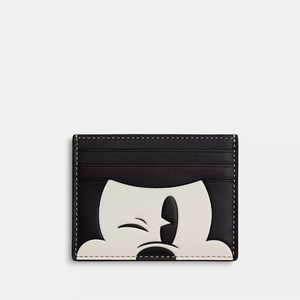 New Coach Disney X Coach Slim Id Card Case With Wink Mickey Mouse